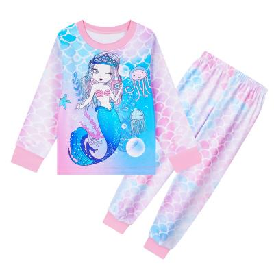 China 2022 LQSZ Mermaid Princess Pink Blue Magical Breathable Girls 3D Printing Pattern Kids Children's Pajamas Custom Made for sale