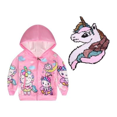 China LQSZ 2022 Cute WinterJackets Breathable Unicorn Pattern Hooded Zipper Children Autumn Kids Coats Babies Clothing for sale