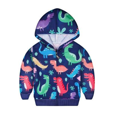 China Anti-wrinkle Boys Kids Spring Autumn Winter Animal Dinosaur Cartoon Children's Polyester / Cotton Printing Blue Cool Jacket for sale