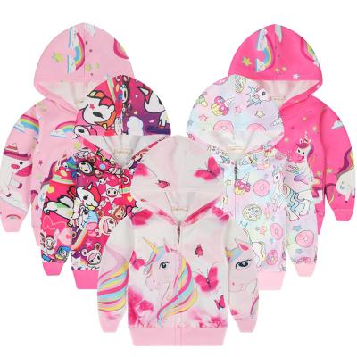 China Breathable LQSZ 2022 In Long Sleeve Running Autumn Printing Zipper Kids Girls Hoodie Jacket Babies Clothing for sale