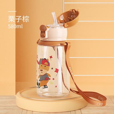 China Custom Viable 580ml Cartoon Kids Bottle To Travel Leak Proof Plastic Kids Drinking Cute Water Bottle With Straw for sale