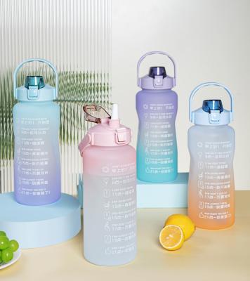 China 2000 ml Bpa Free Sustainable Wholesale Sports Plastic Bottles With Time Marker Motivational Water Bottle for sale