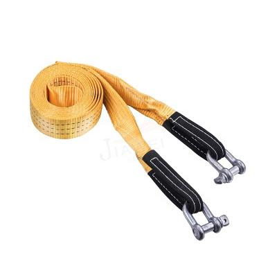 China 100% Ployester 50mm Emergency Tow Revocery Strap Polyester Webbing Towing With Shackle for sale