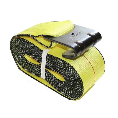 China Netting Cargo Lashing Strap 4inch 22000lbs Winch Strap With Flat Hook for sale