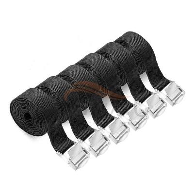 China Doing Cargo Lashing Lashing Straps, 6 Pcs Black Lashing Straps With Retaining Lock, 25 Mm X 2.5 M Cam Buckle Strap Fastening Straps For Roof Racks, C for sale