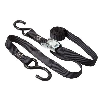 China Zinc Alloy Polyester 1inchx6ft Cam Buckle Tie Downs Lashing Strap With S Hook Ratchet Tie Down Buckle Strap for sale