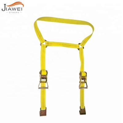 China US Polyester Car Standard Ratchet Wheel Link Strap Down Locking DIY Tension Belt With Flat J-Hook for sale