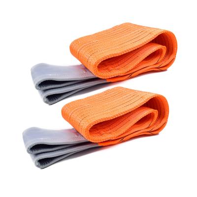 China Goods 7:1 300mm 10 Ton Orange Lifting Slings Round Belt Polyester Webbing Flat Sling for sale