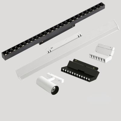 China Wholesale supply SKD and hot sale dc48v linear magnetic track fittings system black white magnetic led track light for sale