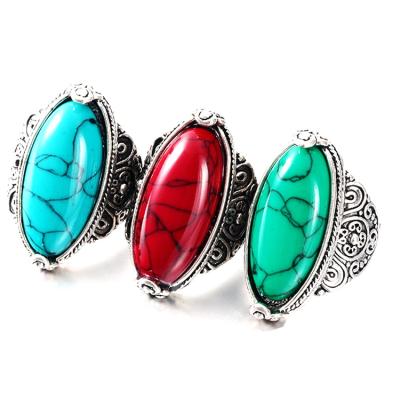 China BOHEMIA 925 Men's Large Turkish Turquoise Engagement Stone Wedding Jewelry Ring 925 Sterling Silver for sale