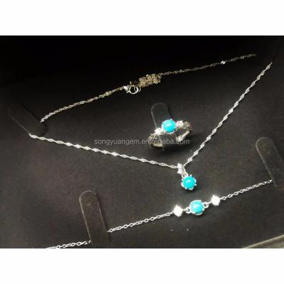 China Silver High Quality Turquoise Necklace Turquoise Bracelet Turquoise Ring Set for sale