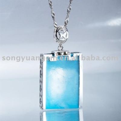 China BOHEMIA Turquoise Chian Long Pendant 925 Nacklace Silver Color for sale