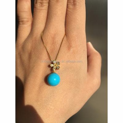 China Silver Natural Turquoise Pendant Stone Ball Head Shape Gold Plated Pendants for sale