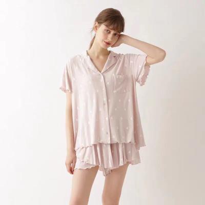 China QUICK DRY Soft Bridal Ladies Nightwear Graphic Letter Graphic Letter Pajamas Cotton Pajamas Set Bamboo Shorts for sale