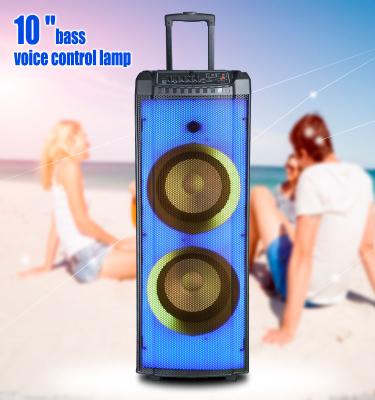 China Amazon Factory Wireless Professional Guitar Speakers Big Wood Indoor Furniture BT Dual 10 Inch Trolley Speaker for sale