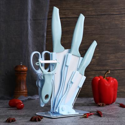 China Viable READY TO SHIP Factory Direct Sale 6-Piece Ceramic Knife Set With Acrylic Knife Holder for sale