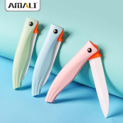 China 3 Inch Sustainable Folding Fruit Ceramic Knife Set Zirconia Ceramic Chef Knife Paring Knife With Plastic Handle for sale