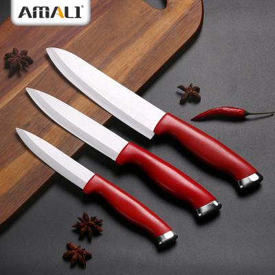 China Viable Ceramic Chef Knife, Serving Knife, Fruit Kitchen Tool Aid -3PCS Zirconia Knife With Sharp Sheath Blade for sale