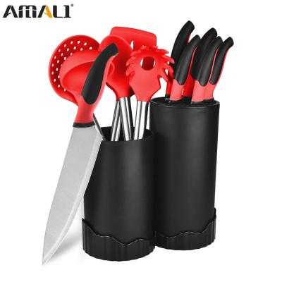 China Sustainable Stainless Steel Kitchen Knife Block Set Gift Kitchen Cooking Knife Set for sale