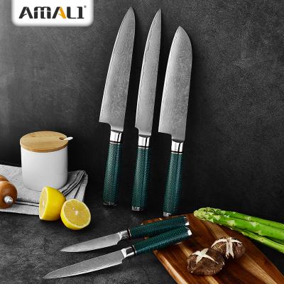 China Viable Professional Yangjiang Damascus Chef Knife Set Kitchen Knives Set With Resin Handle Japanese Kitchen Santoku Knife for sale