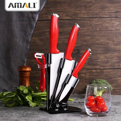 China Viable Hot Sale 5PCS Ceramic Knife Set With Acrylic Holder To Support Customization Kitchen Knife Block for sale