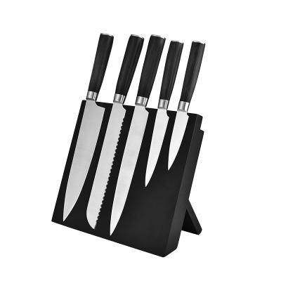 China Sustainable Kitchen Forged Chef Knife Set With Magnet Knife Block And Pakka Wood Handle Kitchen Stainless Steel 6PCS Knives Set for sale