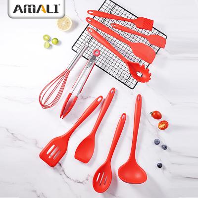 China Sustainable 10 Pieces Silicone Cooking Tools Kitchenware Silicone Kitchen Utensils Set Nonstick Heat Resistant Spatula for sale