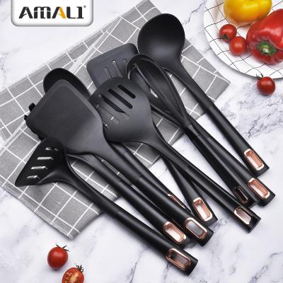 China Sustainable Nylon Kitchen Utensil Set Heat Resistant For Cookware BPA Free Non-Stick Slotted Spoon Turner Spatula Cooking Utensils for sale