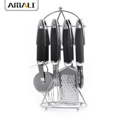 China Sustainable 8 PCS Stainless Steel Kitchen Instrument Set Cooking Tool Kit Metal Accessories Sets With Wire Rack for sale