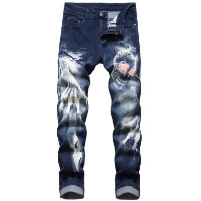 China Sustainable High Street Stretch Printed Jeans 3D Pattern Mens Jeans Slim Pants For Mens Denim for sale