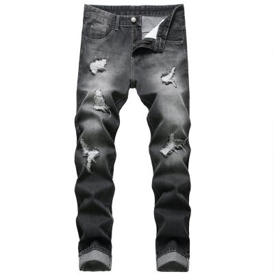 China Mens Viable Black Oversized Jeans Casual Ripped Washed Straight Jeans Pants For Men Denim for sale