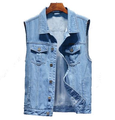 China Sustainable Hot Selling Promotion Price Custom Denim Mens Sleeveless Jackets Invest for sale