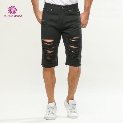 China 2021 Factory Distressed Patch Male Plus Size Ripped Shorts Mens Jeans for sale