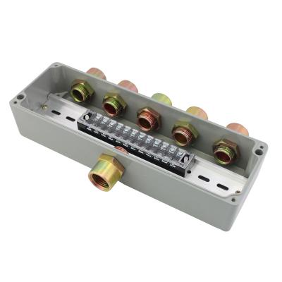 China Electronic Equipment Outdoor Custom Holes 2 Way 3 Way Cable Waterproof Aluminum Wire Terminal Block Box for sale