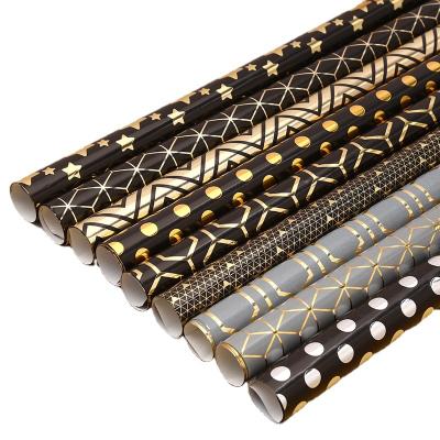 China China Gift Wrapping Paper Geometric Series Bronzing Thickened Coated Wrapping Paper Holiday Box Packaging Thin Paper Wholesale for sale