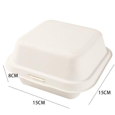 China Degradable Custom Cake Bento Creative Takeout Box Bagasse Hamburger Pulp Lunch Box Disposable Sugarcane Pulp Paper Box for sale