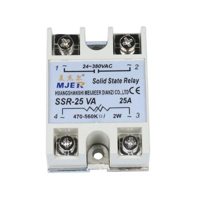 China PC Material Shell Single Phase Solid State Relay SSR-25VA 25A Solid State Relay SSR25VA for sale