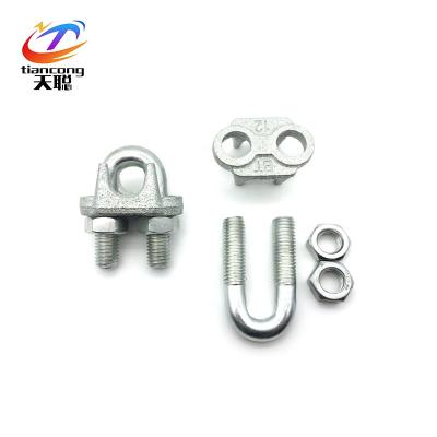 China Heavy Duty High Quality Carbon Steel With Galvanized Cast Wire Rope Clip Steel Wire To Hold Electrical Cable Steel Wire Rope Clip for sale