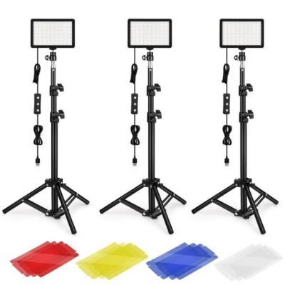 China Portable Aluminum 3 Sets LED Photography Lighting Kit with Tripod Light Dimmable Mini Adjustable Tripod Stand for Photo Studio Shooting for sale