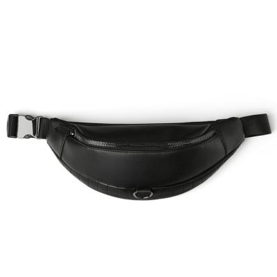 China Custom Made Black Vegan Fashion Leather Men Waterproof Cross Body Fanny Pack Belt Bag Bum Pouch Waist Bag for sale