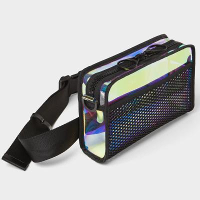 China Waterproof Custom Vinyl PVC Iridescent Men Cross - Hologram Body Belt Waist Bag Fanny Pack For Men for sale