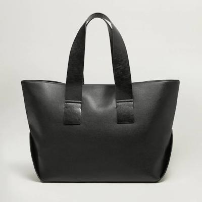 China Women Leather Tote Shoulder Handbag Shopping Handbag Ladies Vegan Leather Tote Handbag Custom Black Smooth for sale