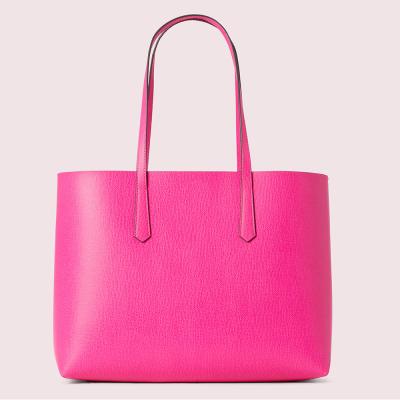 China Classic Women Tote Shopper Hand Bag Tote Bag OEM Logo Magenta Vegan PU Leather Ladies Tote Bag for sale