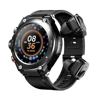 China New T92 Touch Screen Heart Rate TWS Frontier Smart Earphone Wireless Call Music Playback Sports Watch tws MP3 Smart Watch for sale