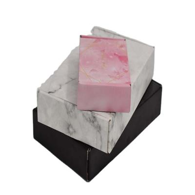 China Recyclable Black White Marble Corrugated Jewelry Folding Storage Craft Paper Folding Box for sale