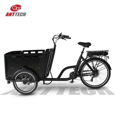 China China factory 250w aluminum electric tricycle family electric cargo bike with classic 3 wheel wooden box cargo baby electric bike for sale