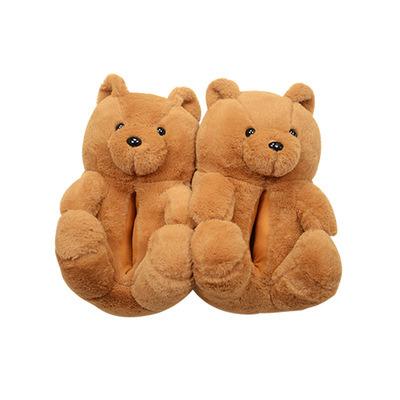 China Fashion Trend New Fuzzy Teddy Wholesale Plush New Style Bedroom Teddy Bear Slippers For Girls Slippers Teddy Bear Sippers Women Shoes 2021 hot for sale