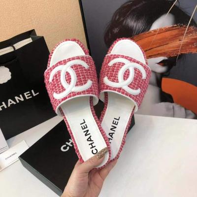 China Cushioning 2022 European Chanell style slippers and American foreign trade large size luxury flat slippers for sale