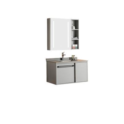 China Modern Simplicity Gray Vanity Bathroom Mirror Modern Simplicity Solid Wood Rectangle Cabinets for sale