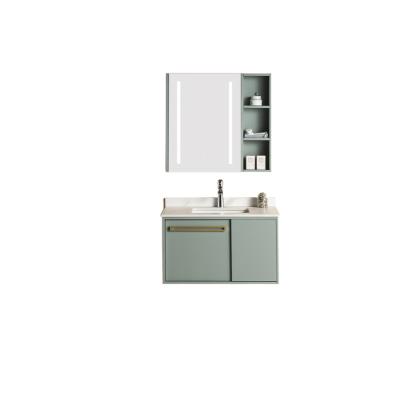 China Simplicity Simplicity Grass Green Solid Wood Bathroom Furniture Cabinet High Quality Vanity for sale